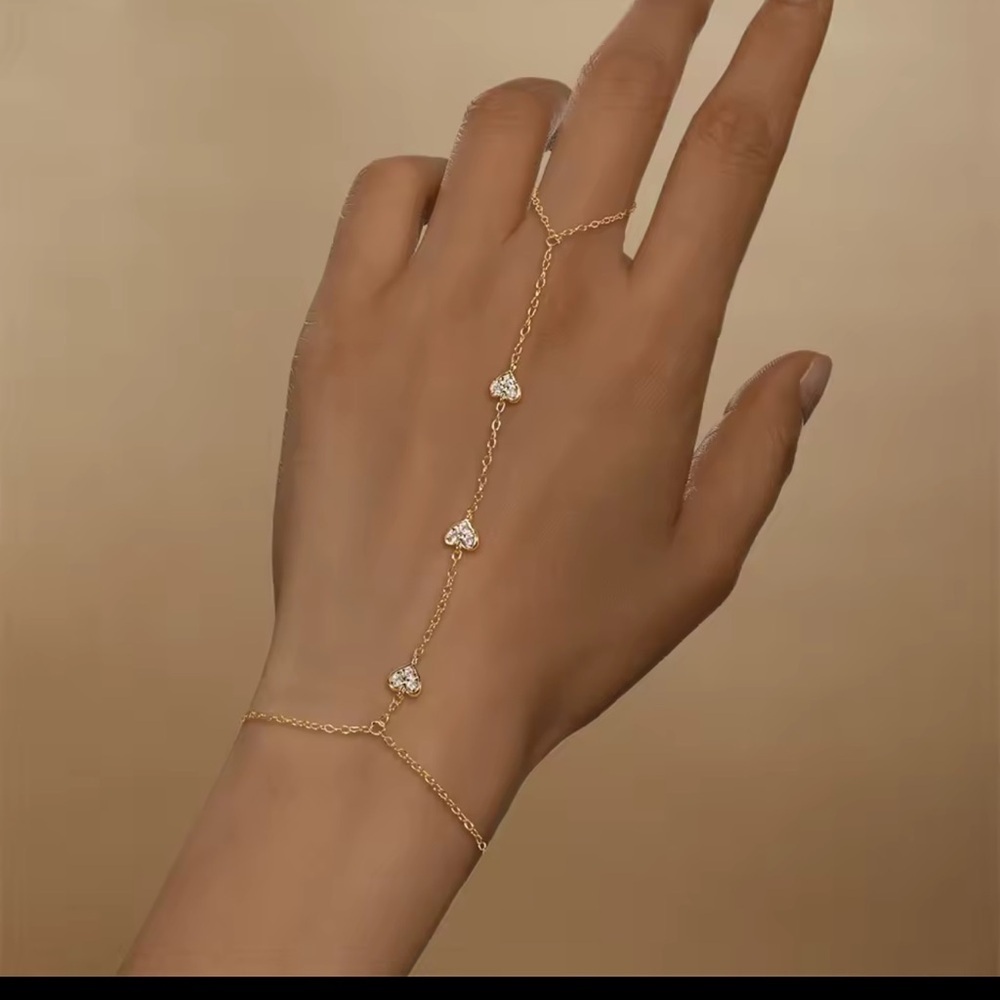 Elegant Gold Heart Chain Bracelet 925 Sterling Silver - Picture 2 of 3